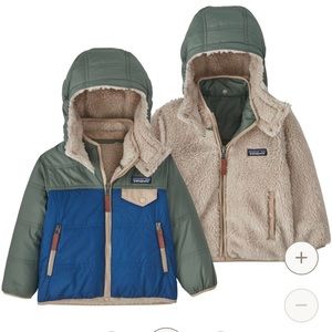 NWT!Patagonia Baby Reversible Tribbles Hoody!Size 12-18 months!Color is Red/Navy